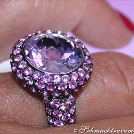 Glorious Amethyst Ring with Pink Sapphires