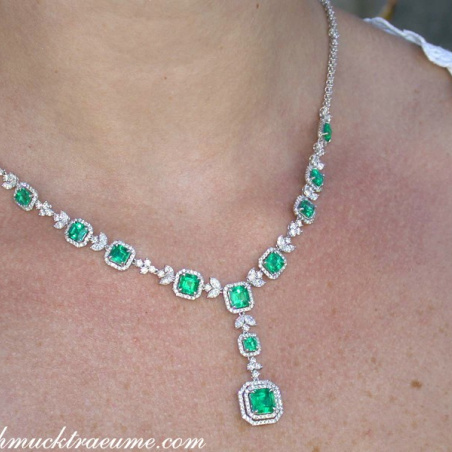 Unique Necklace with Columbian Emeralds and Diamonds