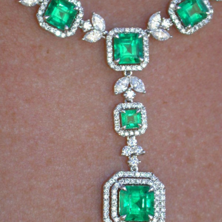 Unique Necklace with Columbian Emeralds and Diamonds