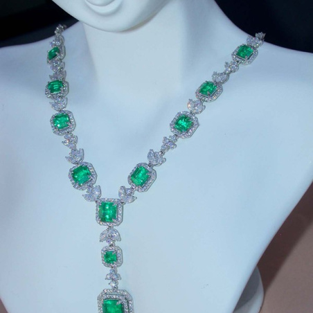 Unique Necklace with Columbian Emeralds and Diamonds