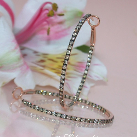 Pretty Hoop Earrings with Natural Brown Diamonds