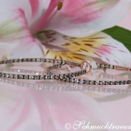 Pretty Hoop Earrings with Natural Brown Diamonds