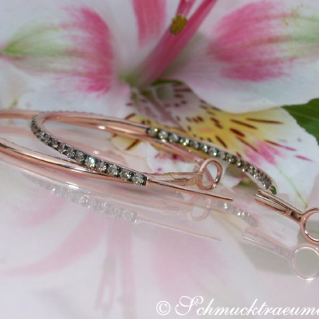 Pretty Hoop Earrings with Natural Brown Diamonds