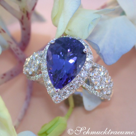 Picture Perfect AAA Tanzanite Ring with Diamonds