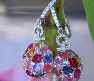 Elegant Diamond Earrings with Multicolor Sapphires
