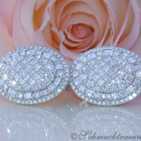 Prestigeous Diamond Earrings with Baguette & Princess Diamonds