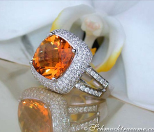 Amazing Madeira Citrine Ring with Diamonds