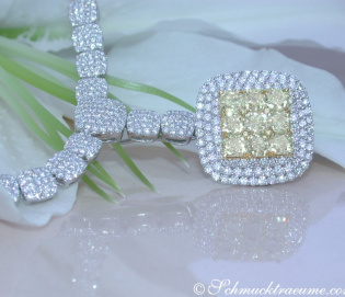 Dreamlike Yellow & White Diamond Necklace