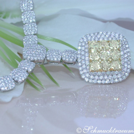 Luxus: Brillanten Collier mit gelben Diamanten