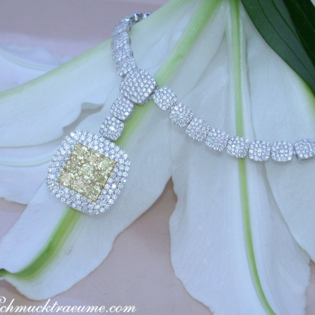 Luxus: Brillanten Collier mit gelben Diamanten
