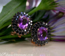 Enchanting Amethyst Studs with Black Diamonds