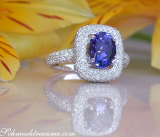 Precious AAA Tanzanite Ring with Diamonds