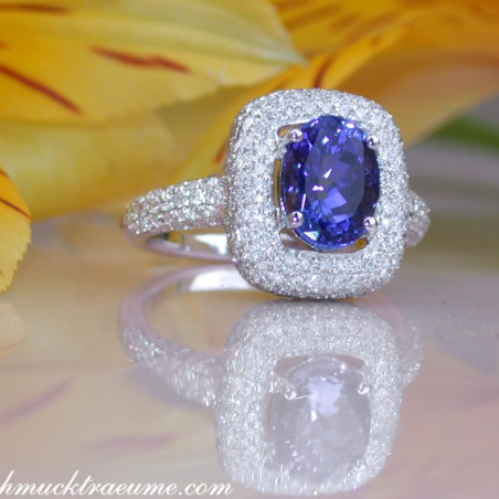 Precious AAA Tanzanite Ring with Diamonds