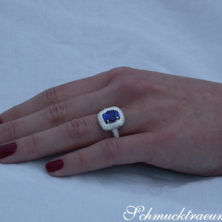Precious AAA Tanzanite Ring with Diamonds