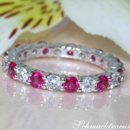 Precious Diamond Eternity Ring with Rubies