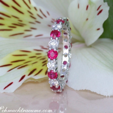 Precious Diamond Eternity Ring with Rubies