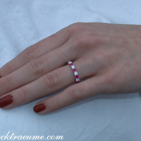 Precious Diamond Eternity Ring with Rubies