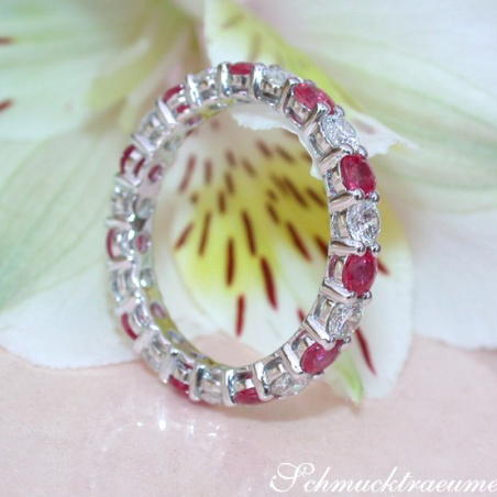 Precious Diamond Eternity Ring with Rubies