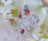 Beautiful Butterfly Ring with Multicolor Sapphires & Diamonds