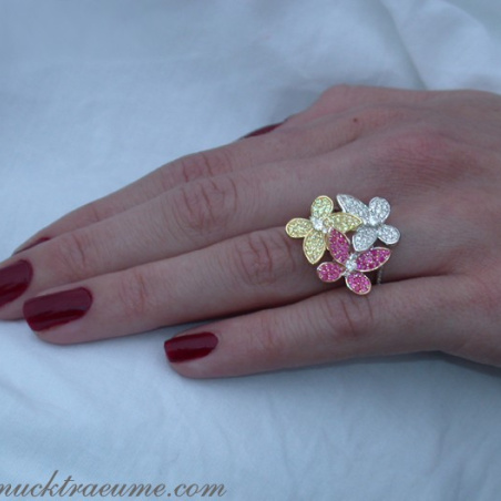 Diamanten Schmetterling Ring mit Rubinen & Saphire