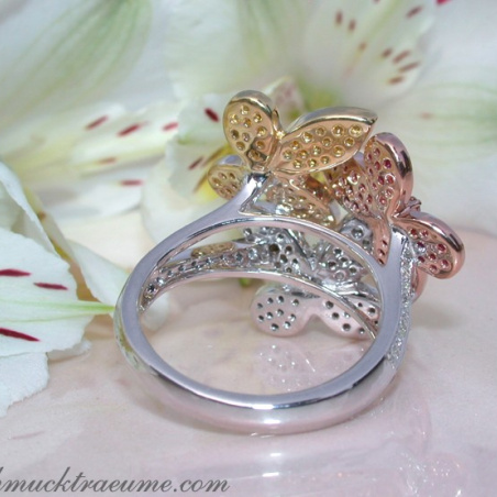 Diamanten Schmetterling Ring mit Rubinen & Saphire
