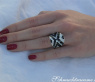 Stately Black & White Diamond Ring (Zig-Zag Style)