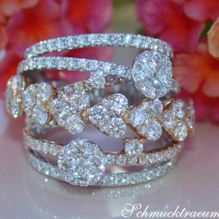 Multirow Diamond Ring (Heart Design)