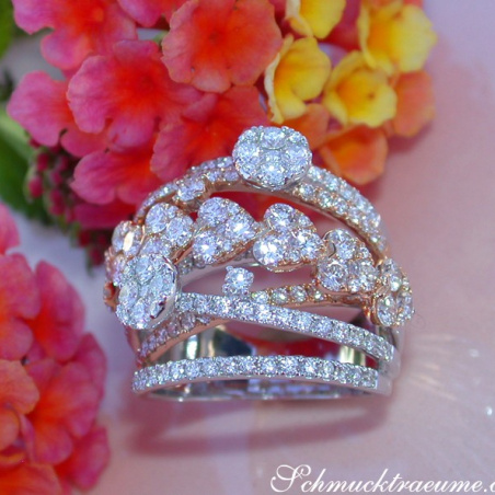 Multirow Diamond Ring (Heart Design)