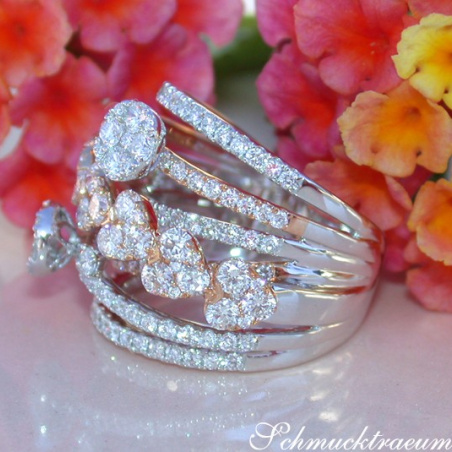 Multirow Diamond Ring (Heart Design)