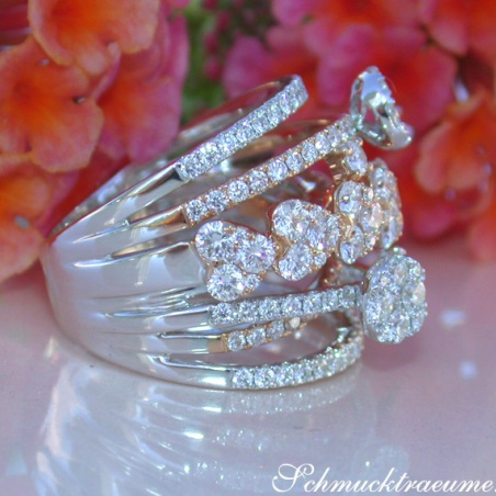 Multirow Diamond Ring (Heart Design)