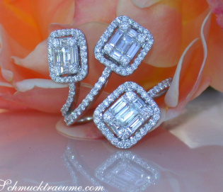 Unusual Diamond Ring with Baguette Diamonds