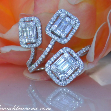 Unusual Diamond Ring with Baguette Diamonds