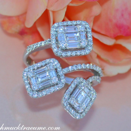 Unusual Diamond Ring with Baguette Diamonds