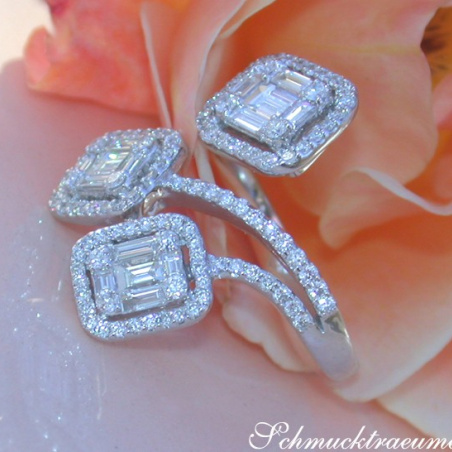 Unusual Diamond Ring with Baguette Diamonds