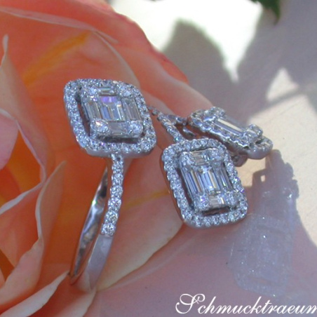 Unusual Diamond Ring with Baguette Diamonds
