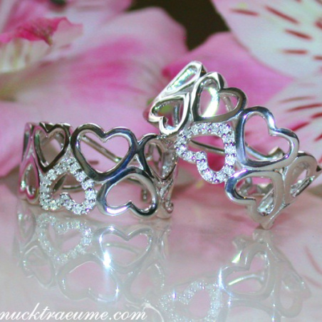Feminine Diamond Heart Huggie Earrings