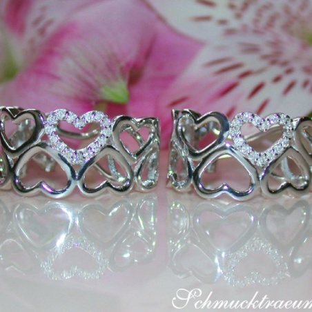 Feminine Diamond Heart Huggie Earrings