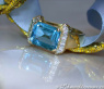 Fine Blue Topaz Ring with Diamonds