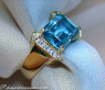 Fine Blue Topaz Ring with Diamonds