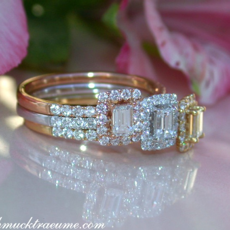 Three enchanting diamond rings (stacking rings)