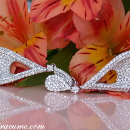 Stately Pear Shape Danling Earrings with Diamonds