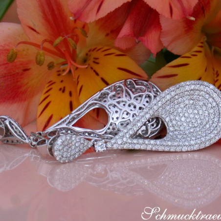 Stately Pear Shape Danling Earrings with Diamonds
