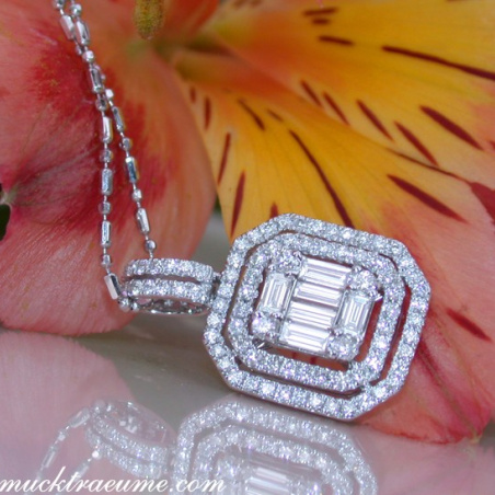 Exquisite Diamond Pendant with Baguette Diamonds