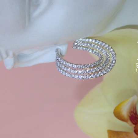 Interesting three row diamond hoop earrings