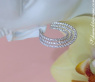 Interesting three row diamond hoop earrings
