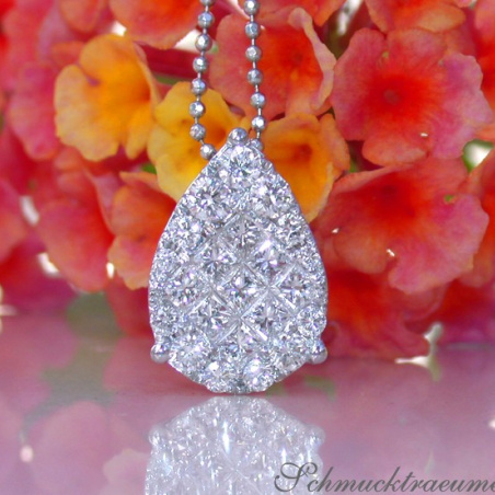 Picture Perfect Diamond Pear Pendant with Princess Diamonds
