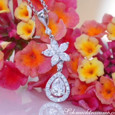 Exquisite Diamond Pear Pendant with Marquise Diamonds