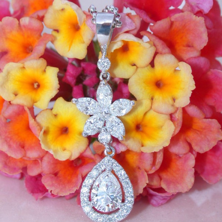Exquisite Diamond Pear Pendant with Marquise Diamonds