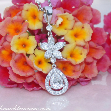 Exquisite Diamond Pear Pendant with Marquise Diamonds