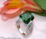 Stately Green Tourmaline Ring with Diamonds